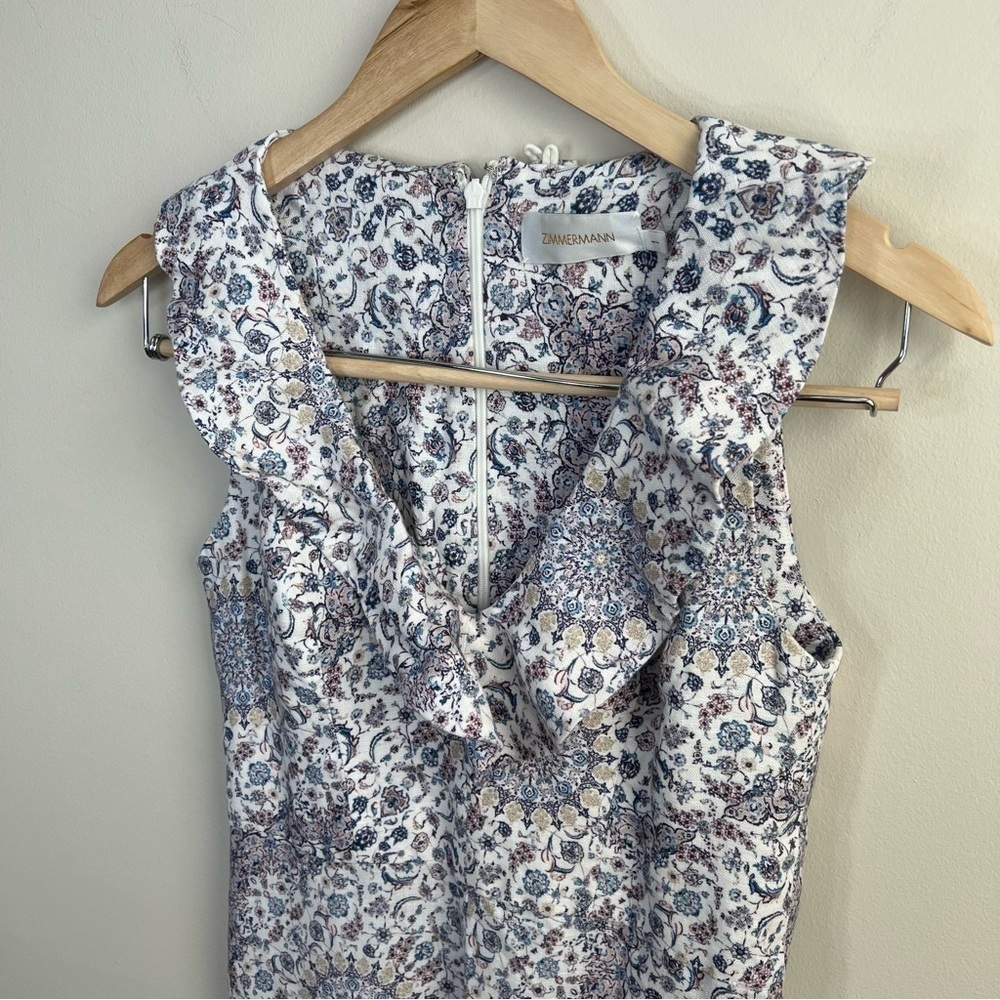 Zimmermann Linen Playsuit Floral Empire‎ Flute - Picture 6 of 16